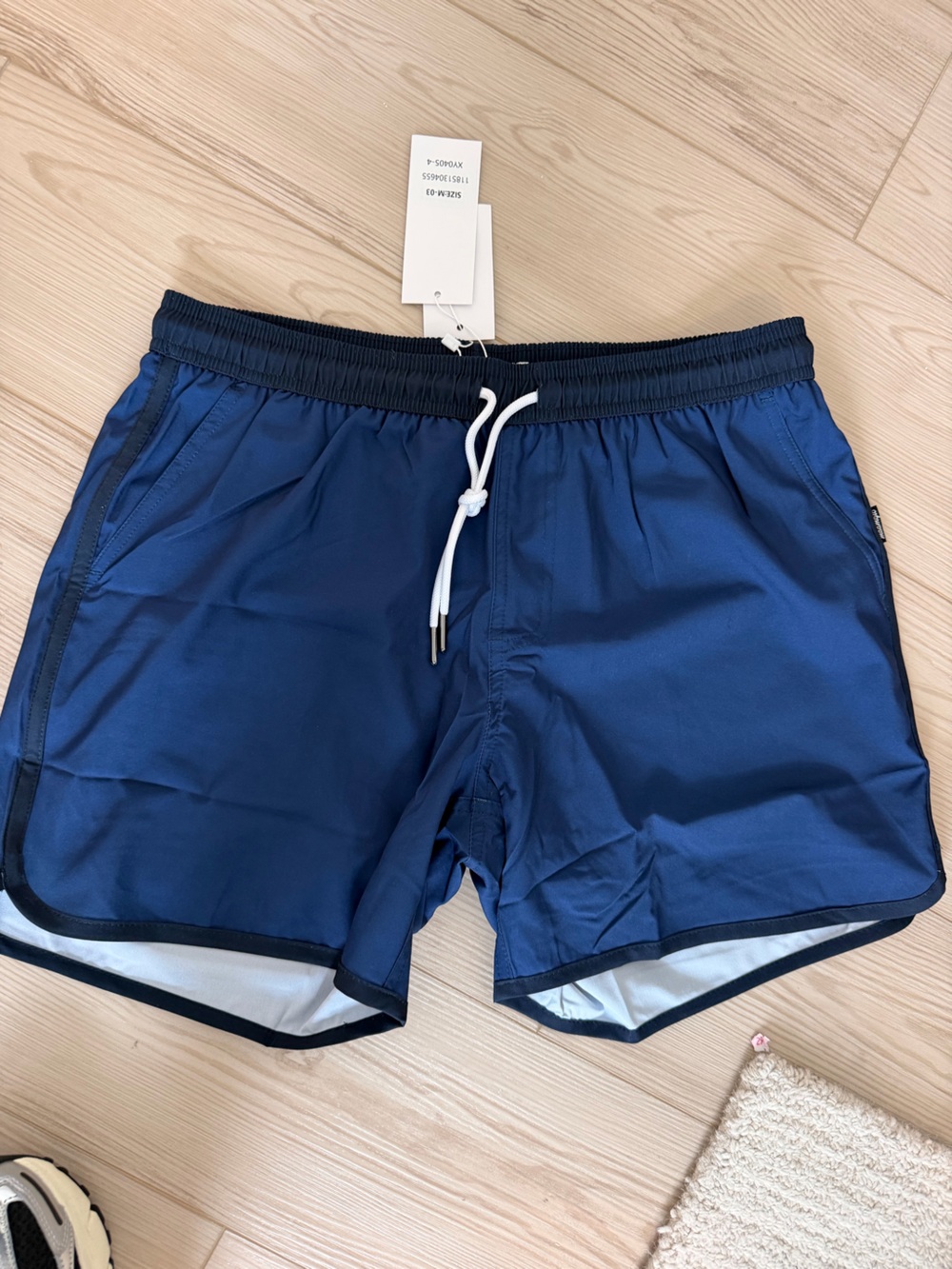Classic Navy Swim Trunks with Drawstring Waist